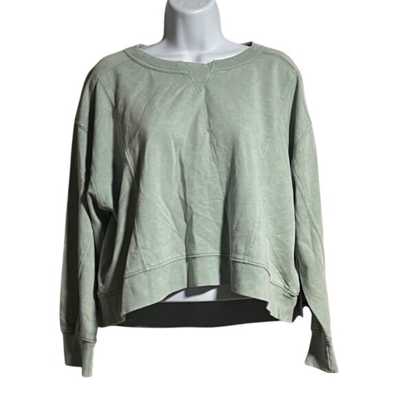 Danskin Cropped Crewneck Sweatshirt Womens S Lily Pad Green Soft Cotton Blend - Picture 1 of 11